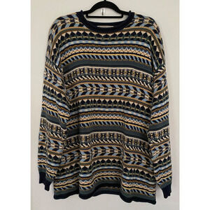 Vintage Y2K AERO Fair Isle Roll Collar Sweater Large Slouchy Cottage Indie 90's